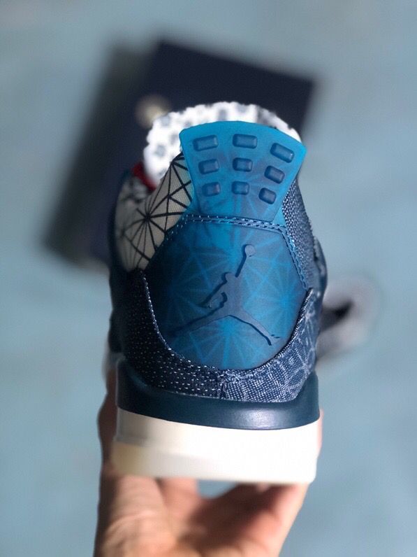 Jordan 4 Sashiko-Style Embroidered Sneakers Navy
