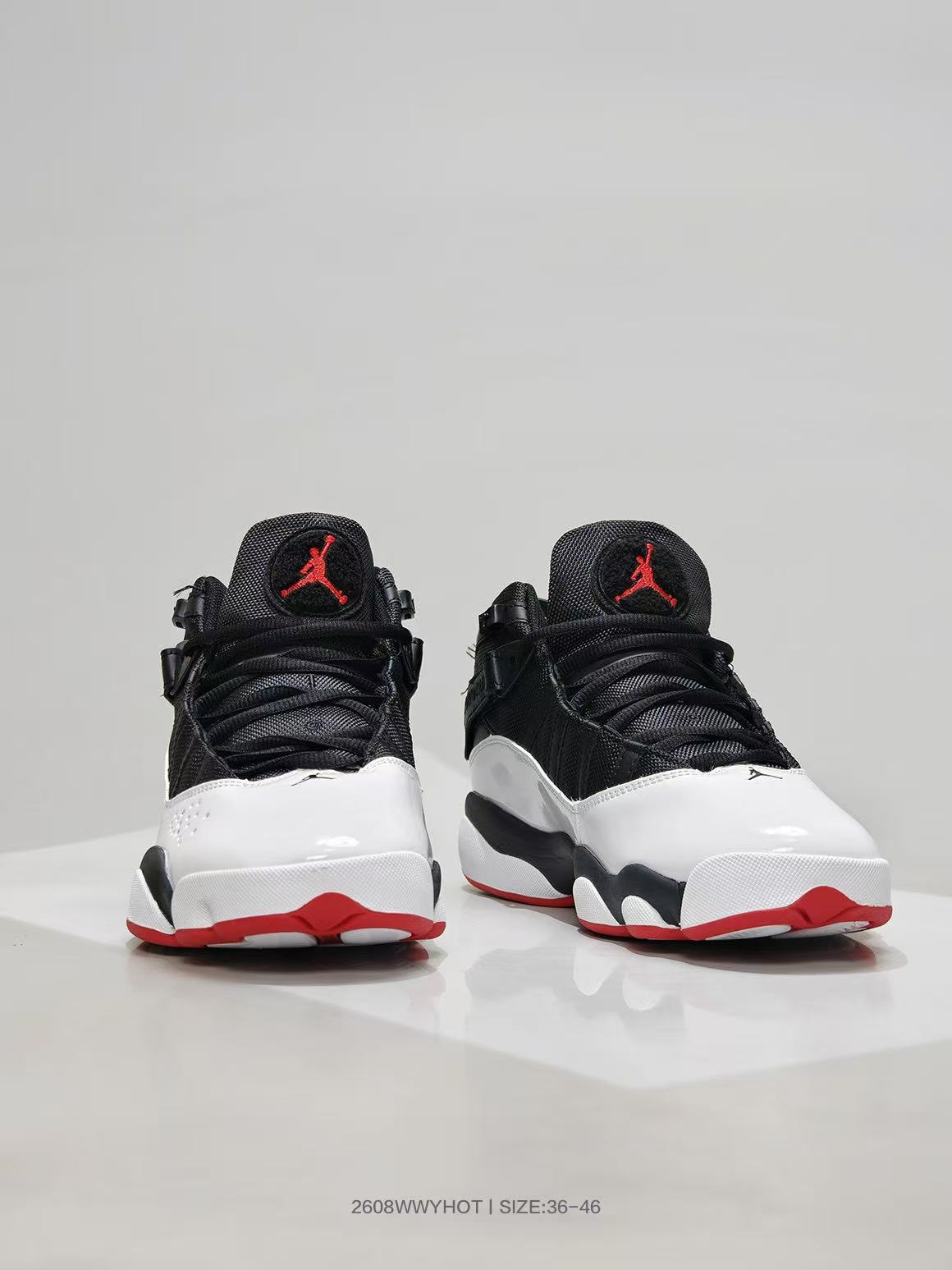 Jordan 6-12 Black White Red Sneakers