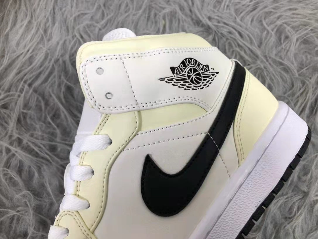 Jordan Air 1 Mid Sneakers Cream White and Black