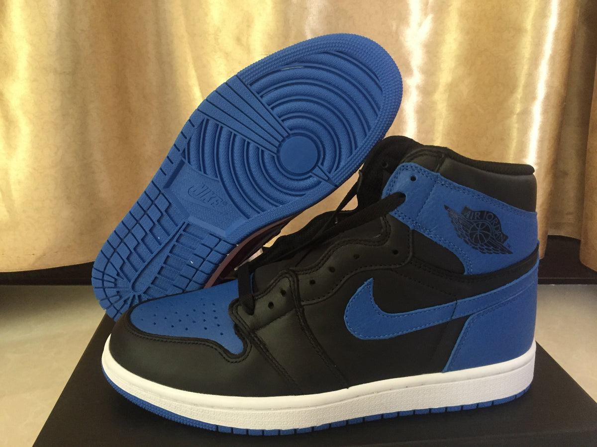 Jordan 1 High Black and Royal Blue Sneakers