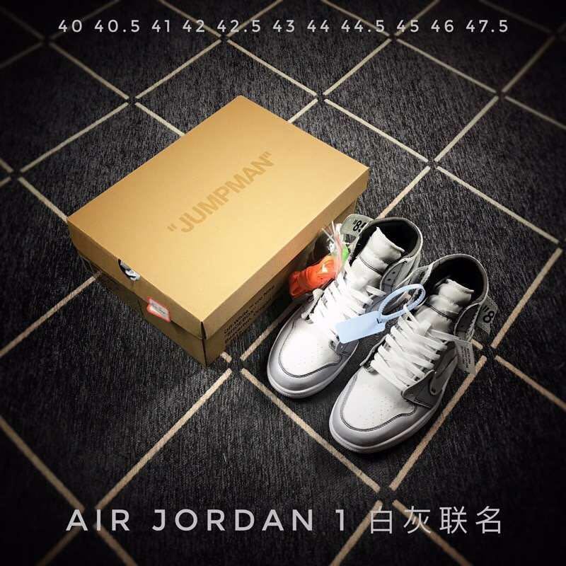 Jordan 1 High Off-White Style White Grey Sneakers