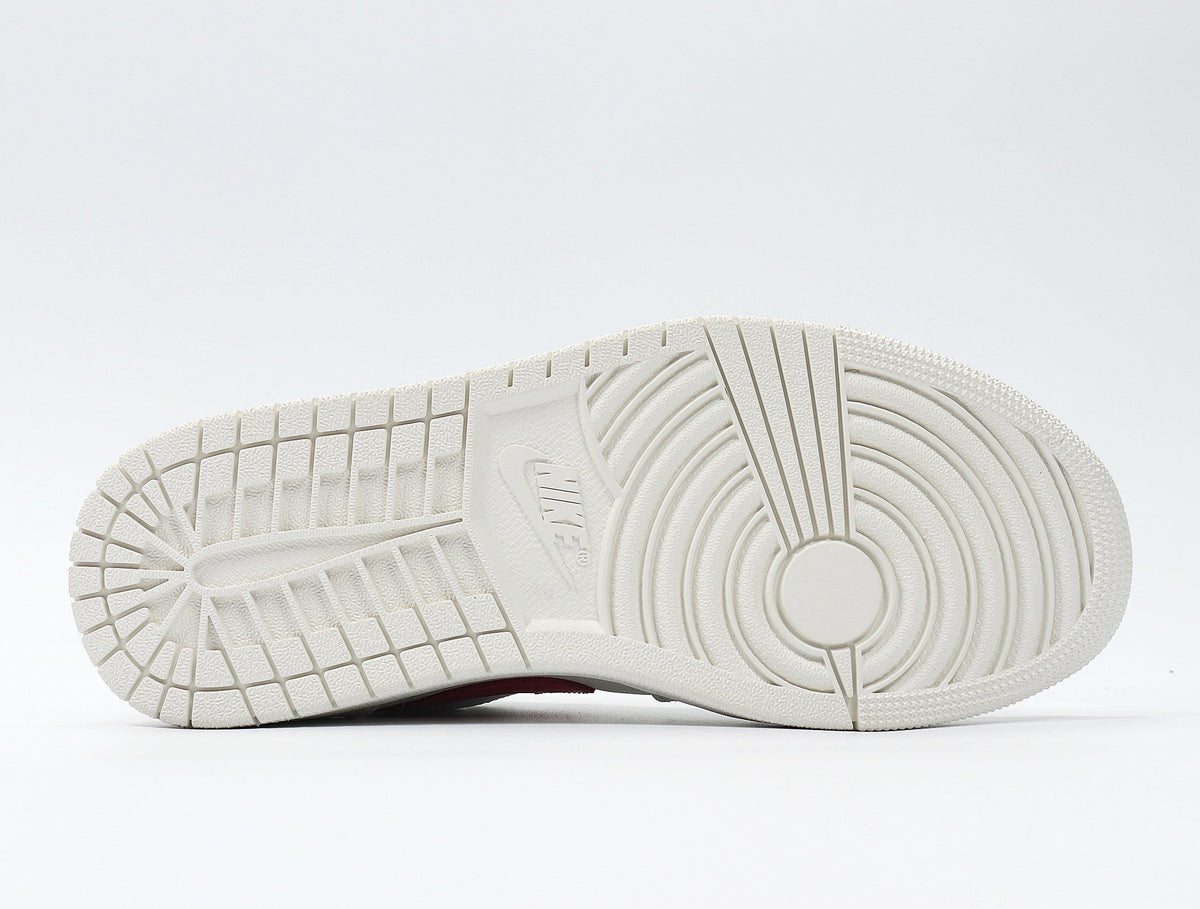 Jordan 1 Low Sneakers, Sail and Red, AO9944-161