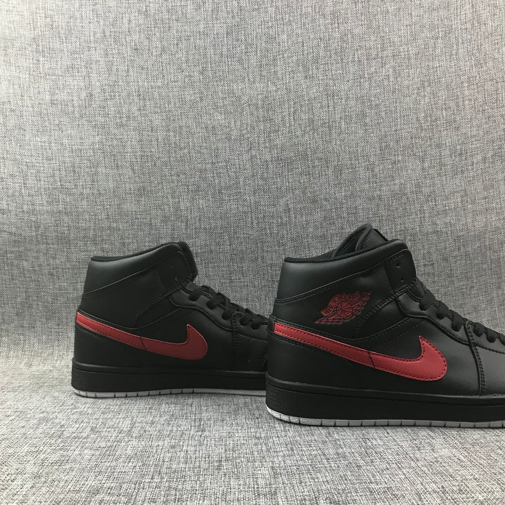 Air Jordan 1 Mid Black and Red Sneakers 554724-045