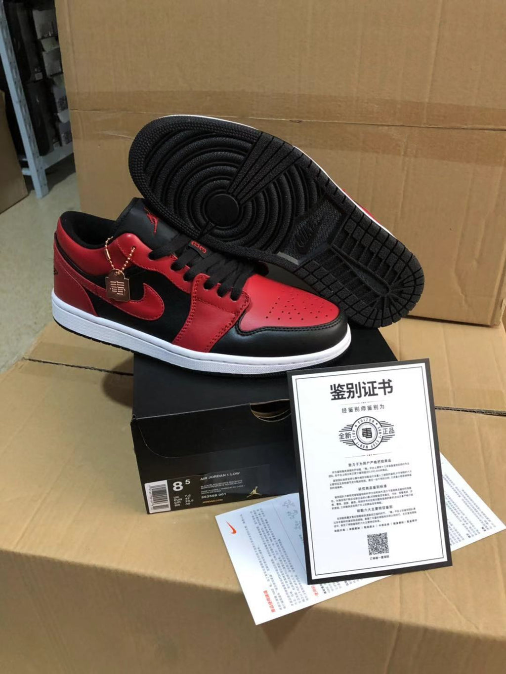 Jordan 1 Low Sneakers Black Red White