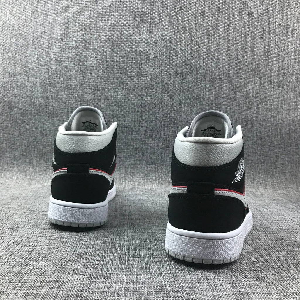 Air Jordan 1 Mid Black, White & Red Sneakers 554724-060