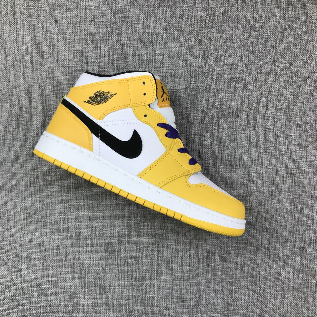 Air Jordan 1 Mid Lakers Yellow and Purple Sneakers BQ6931-700
