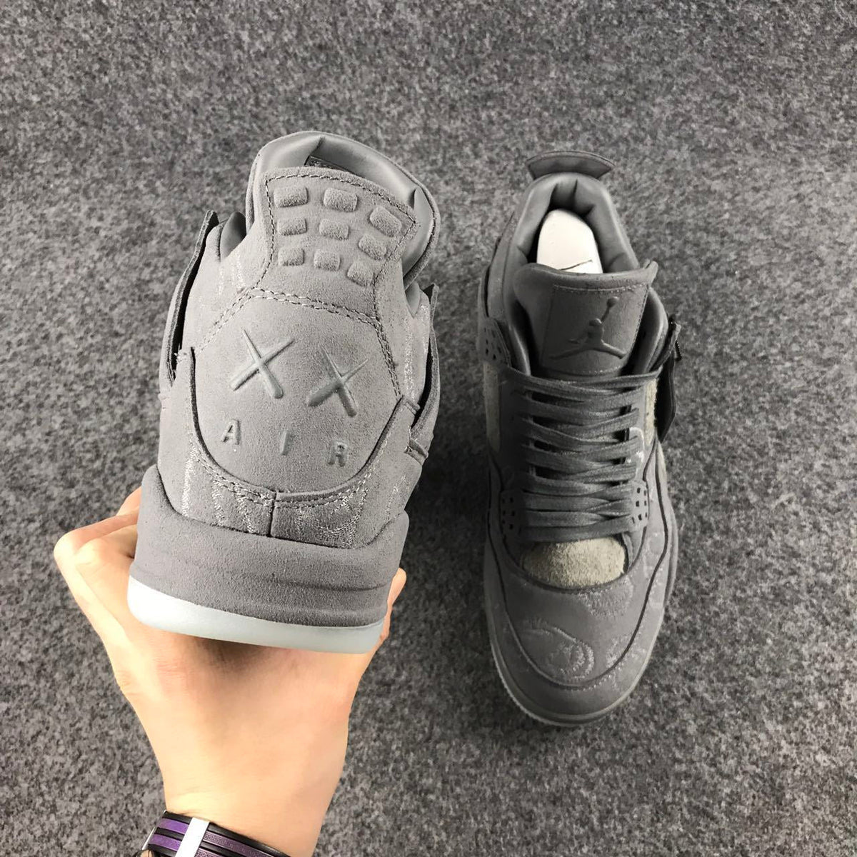 Jordan 4 KAWS Sample High-Top Sneakers in Grey