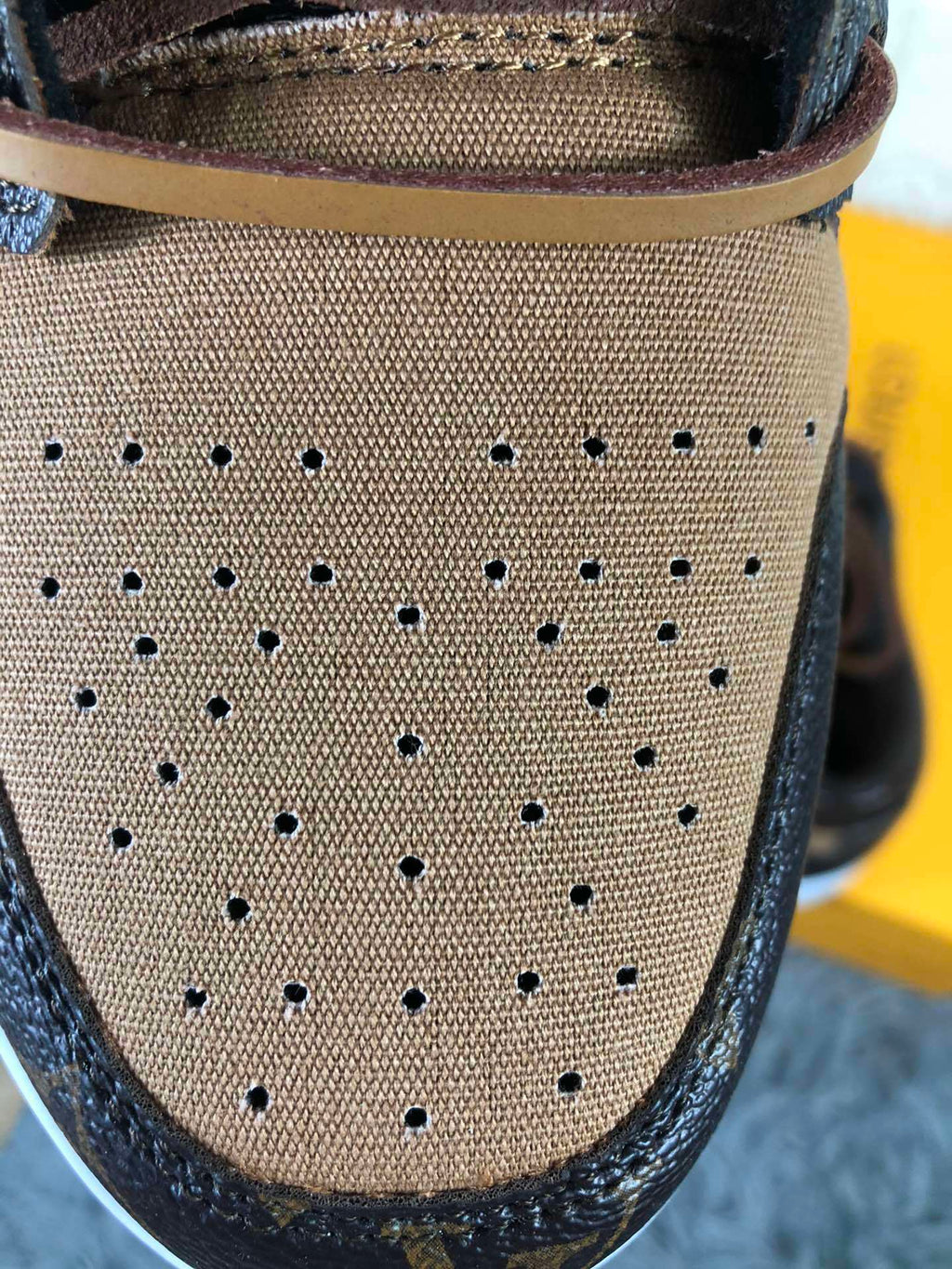 Jordan 1 Low Brown Black Sneakers with Monogram Print