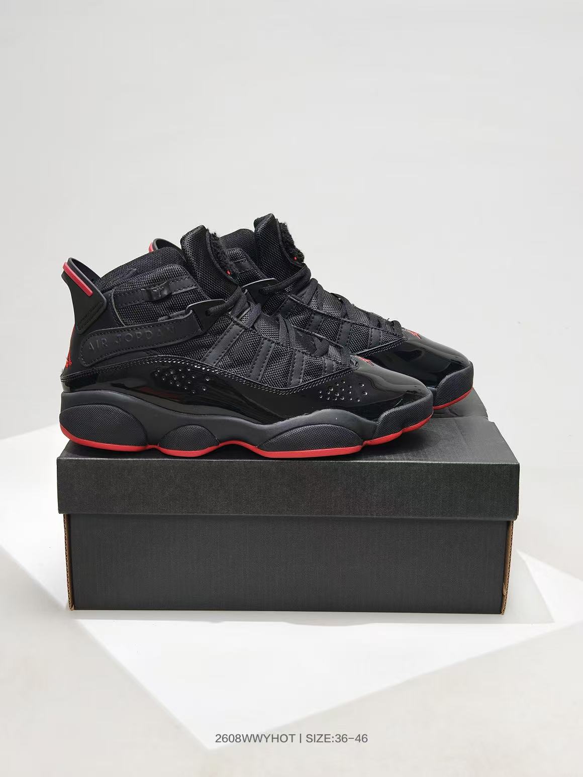 Jordan 6 Rings Black Red High-Top Sneakers