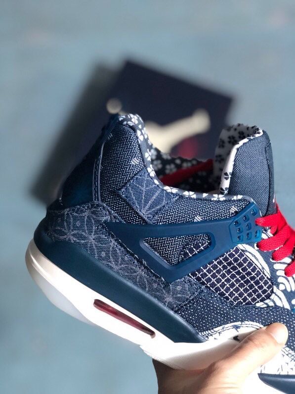 Jordan 4 Sashiko-Style Embroidered Sneakers Navy
