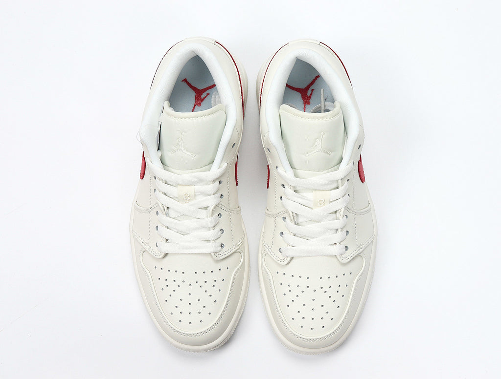 Jordan 1 Low Sneakers, Sail and Red, AO9944-161