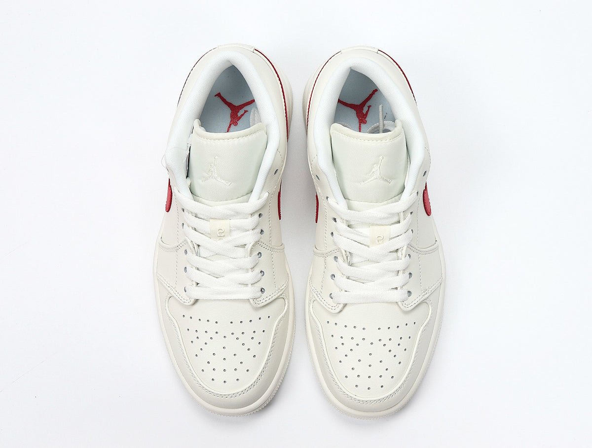Jordan 1 Low Sneakers, Sail and Red, AO9944-161