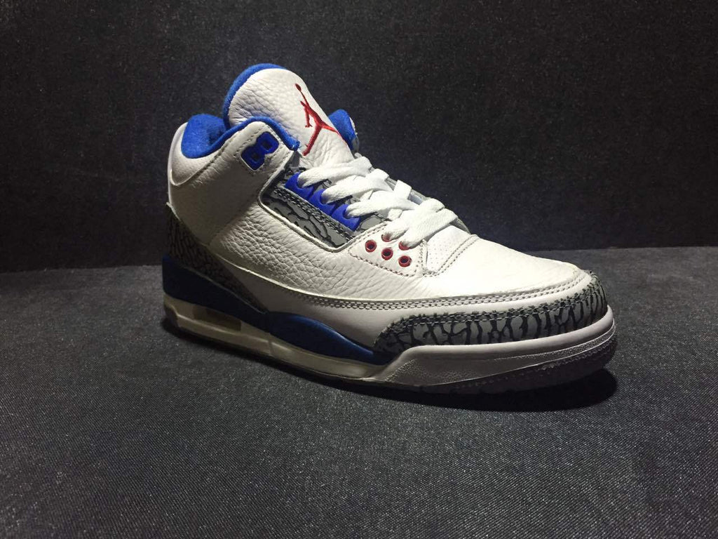 Air Jordan 3 White Blue High-Top Sneakers
