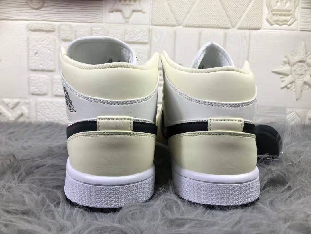 Jordan Air 1 Mid Sneakers Cream White and Black