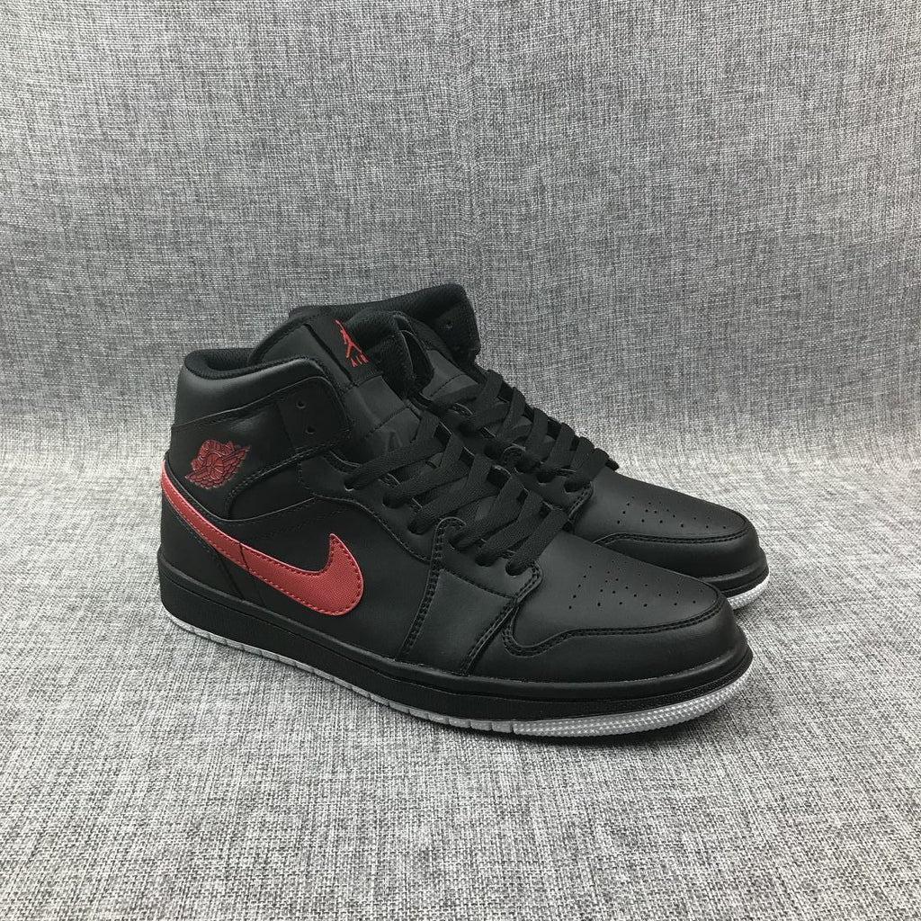 Air Jordan 1 Mid Black and Red Sneakers 554724-045
