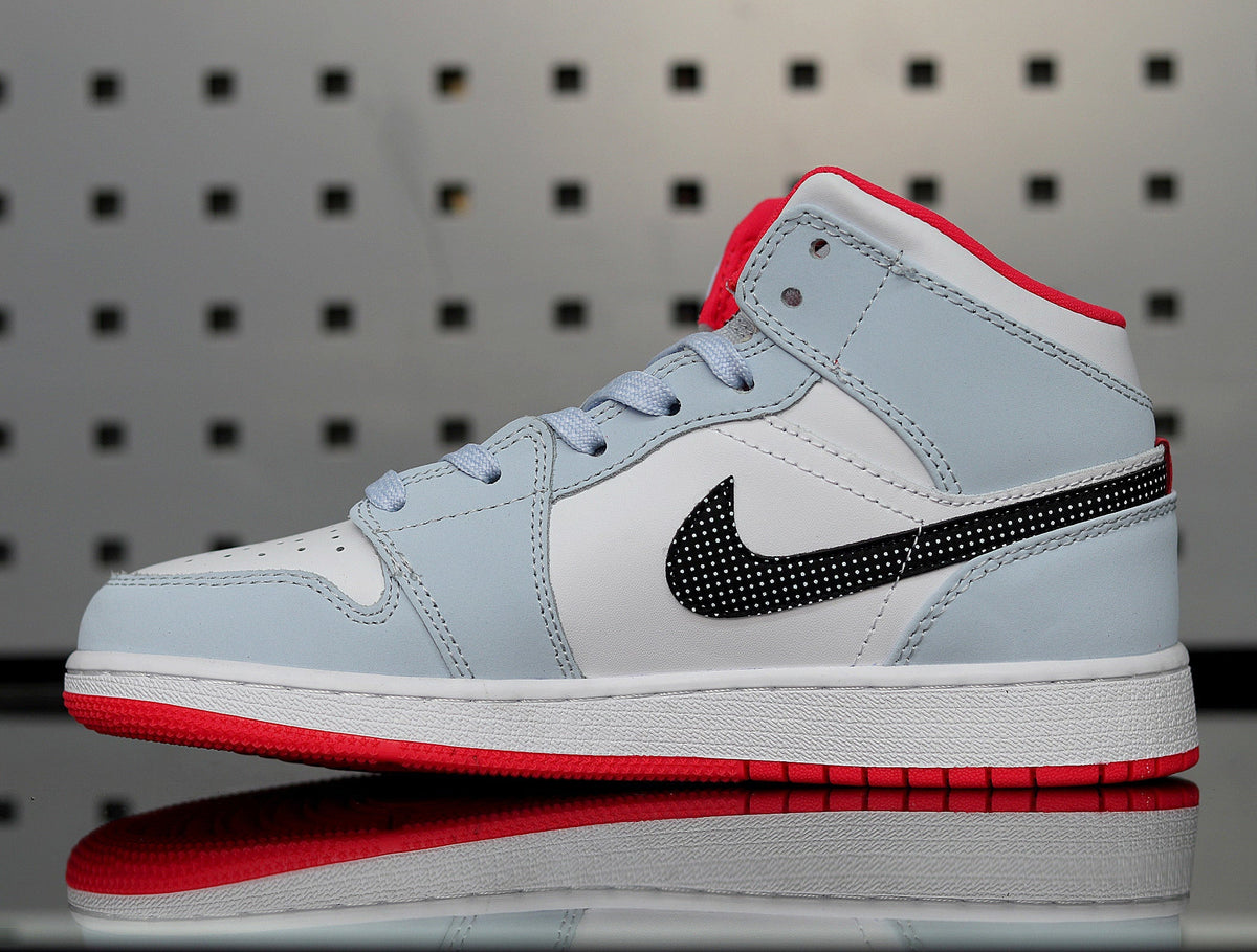 Air Jordan 1 Mid Half Blue Black White Sneakers