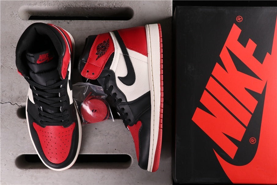 Air Jordan 1 High Bred Toe Black Red White 555088-610