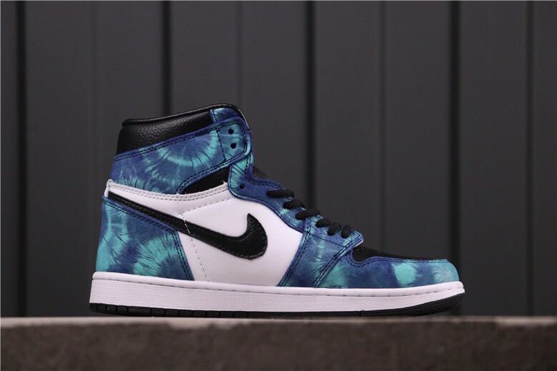 Air Jordan 1 High Tie-Dye Sneakers Blue Black White