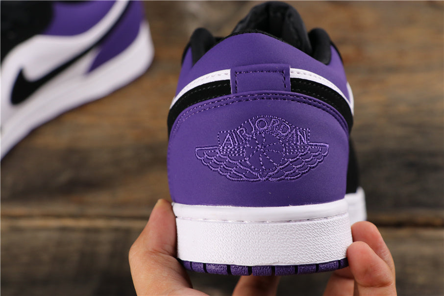 Air Jordan 1 Low White Black Orange Purple Sneakers 553558-125