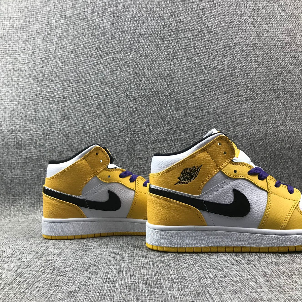 Air Jordan 1 Mid Lakers Yellow and Purple Sneakers BQ6931-700