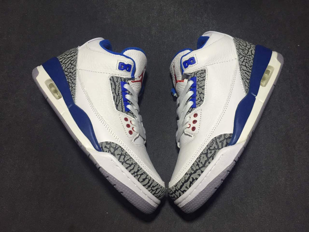 Air Jordan 3 White Blue High-Top Sneakers