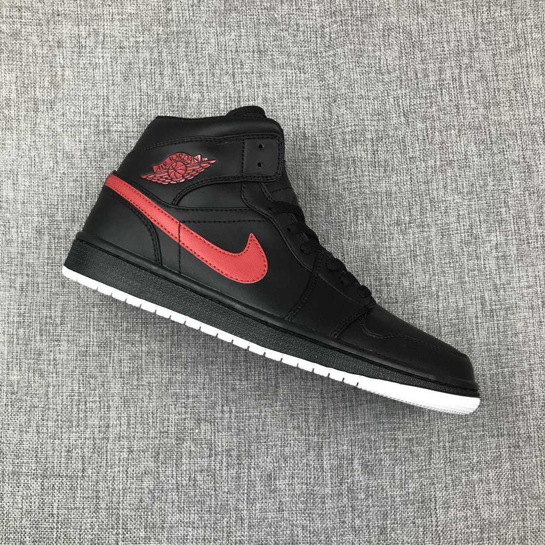 Air Jordan 1 Mid Black and Red Sneakers 554724-045