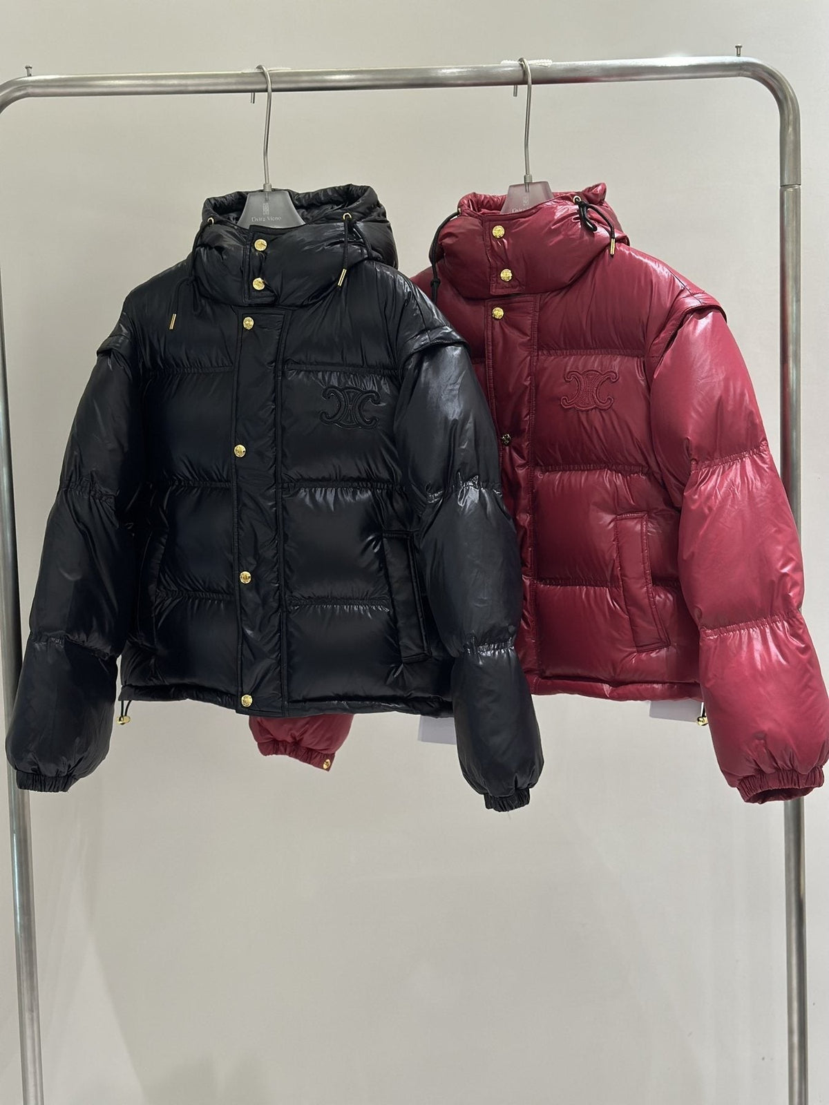Celine Glossy Hooded Quilted Puffer Coat