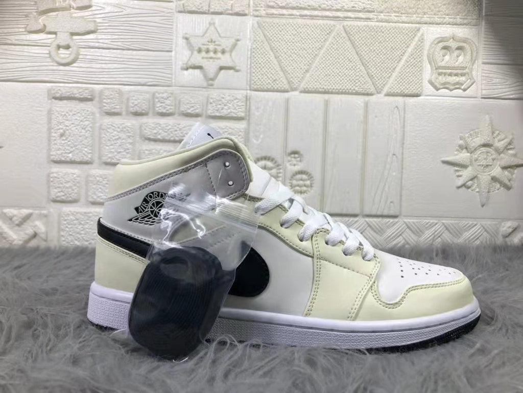Jordan Air 1 Mid Sneakers Cream White and Black