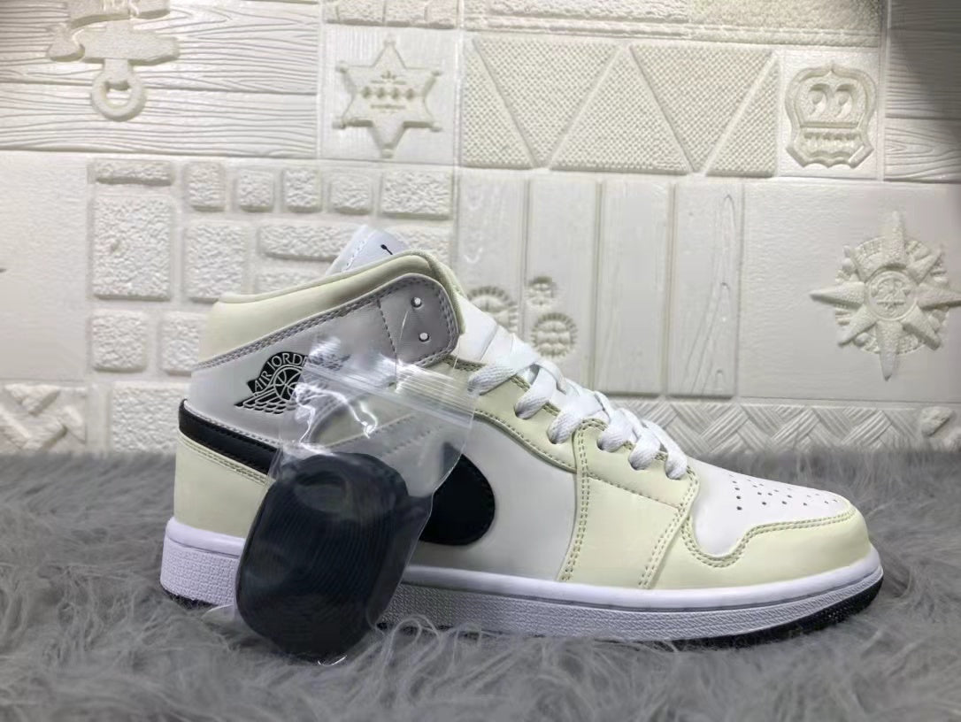 Jordan Air 1 Mid Sneakers Cream White and Black