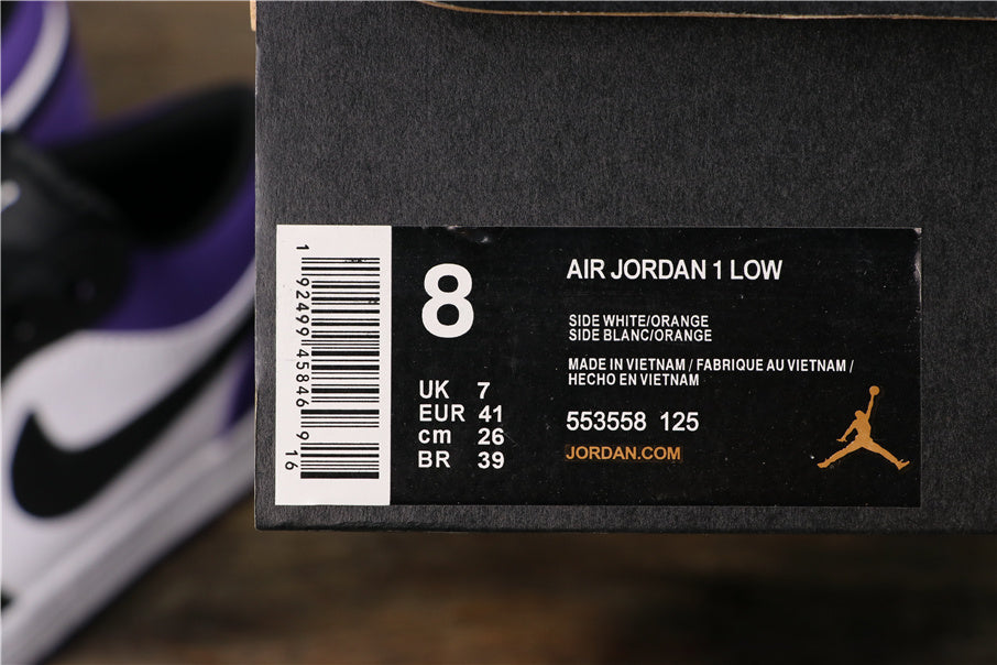 Jordan 1 Low Black White Purple 553558-125