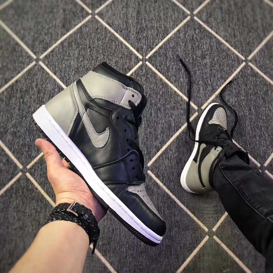 Air Jordan 1 High Shadow Black and Grey Sneakers