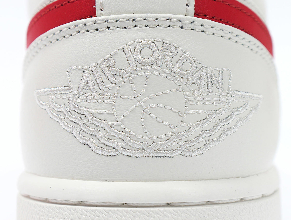 Jordan 1 Low Sneakers, Sail and Red, AO9944-161