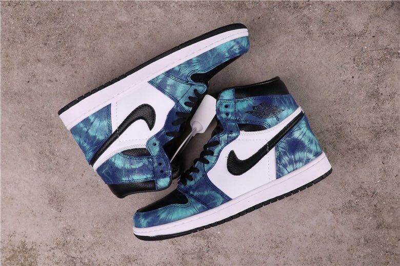 Air Jordan 1 High Tie-Dye Sneakers Blue Black White