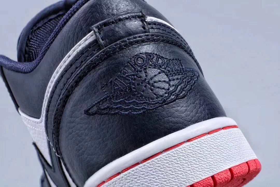 Jordan 1 Low Midnight Navy White Red Sneakers