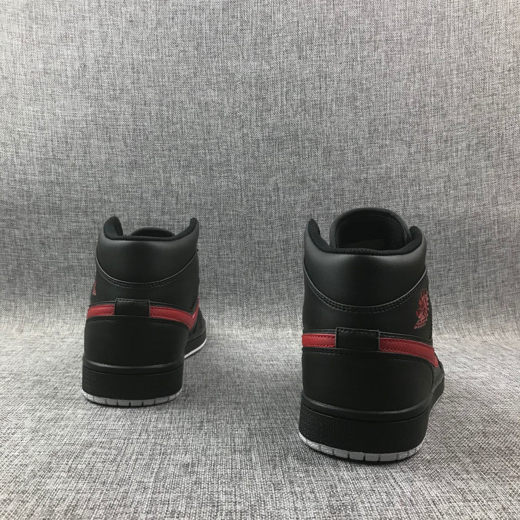 Air Jordan 1 Mid Black and Red Sneakers 554724-045
