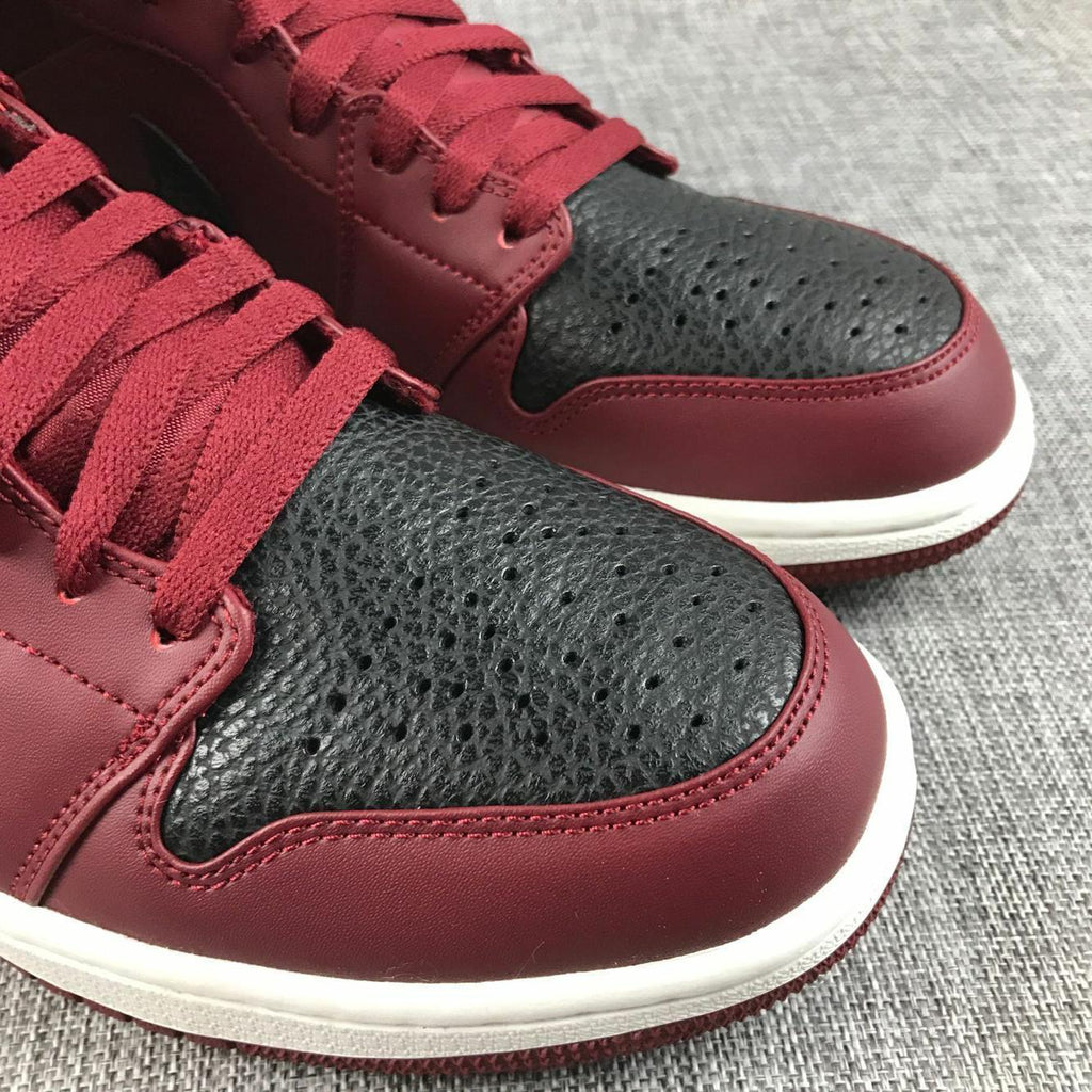 Air Jordan 1 Mid Black and Burgundy Sneakers 554724-601