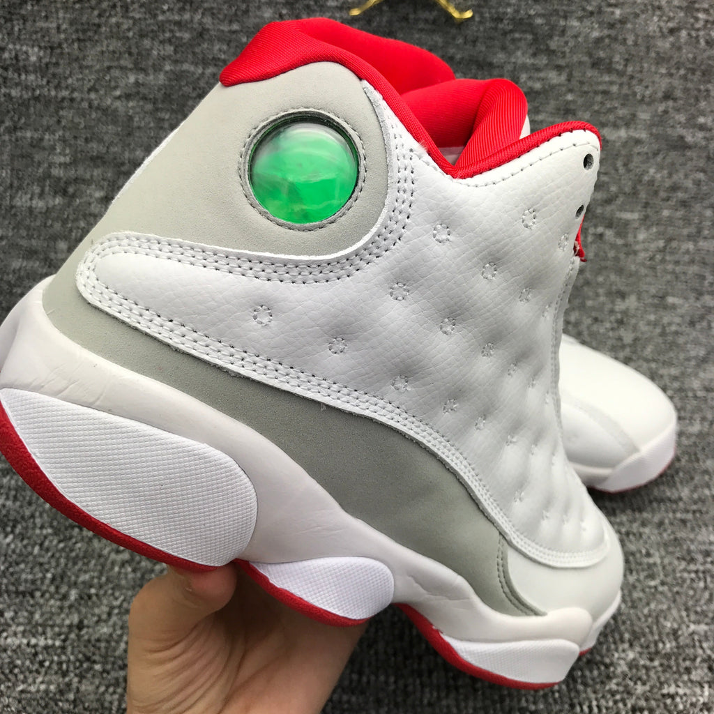 Air Jordan 13 White and Red High-Top Sneakers