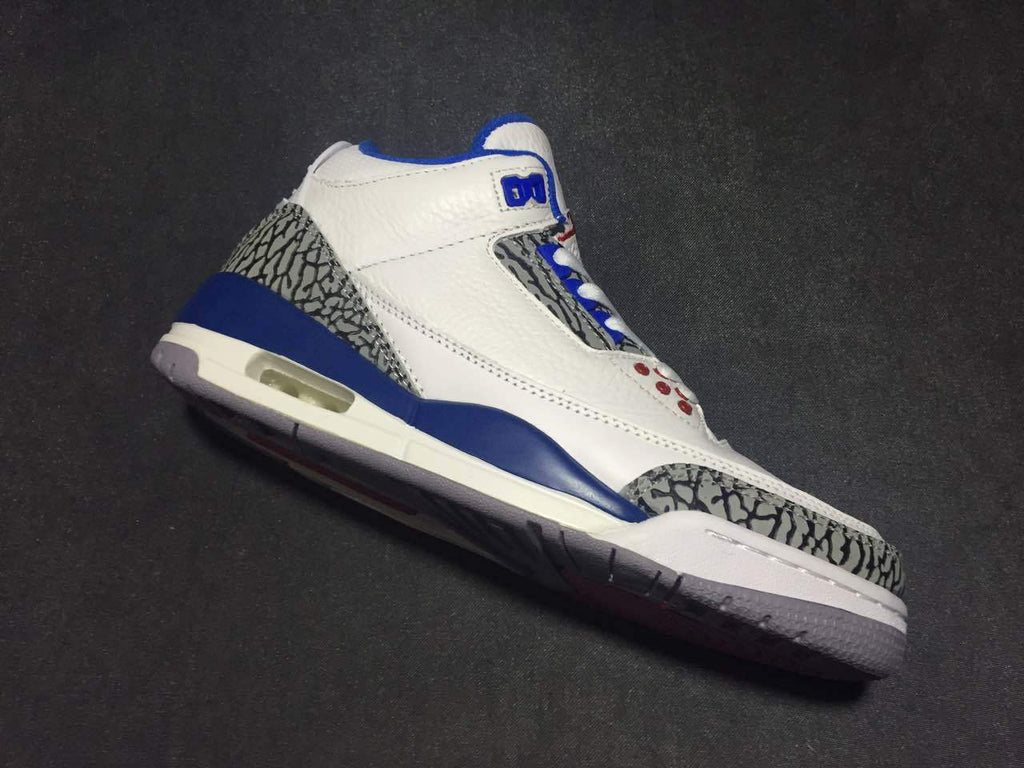 Air Jordan 3 White Blue High-Top Sneakers