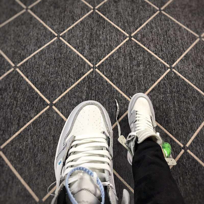 Jordan 1 High Off-White Style White Grey Sneakers