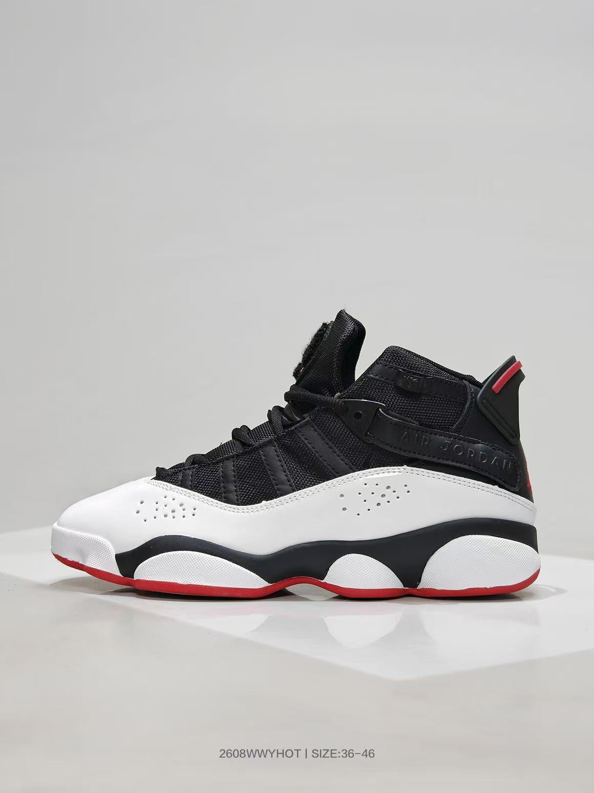 Jordan 6-12 Black White Red Sneakers