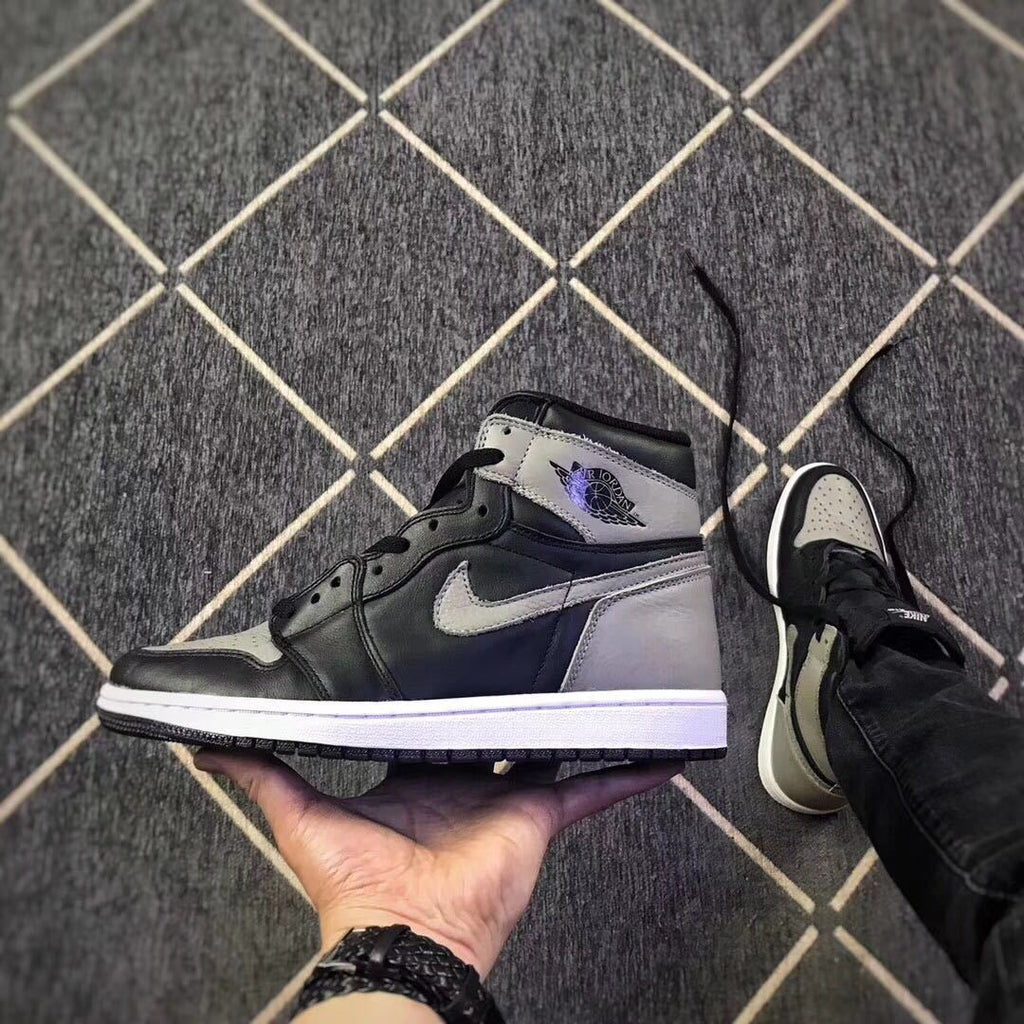 Air Jordan 1 High Shadow Black and Grey Sneakers