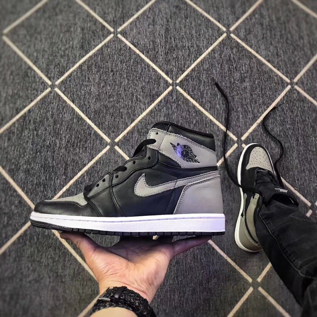 Air Jordan 1 High Shadow Black and Grey Sneakers