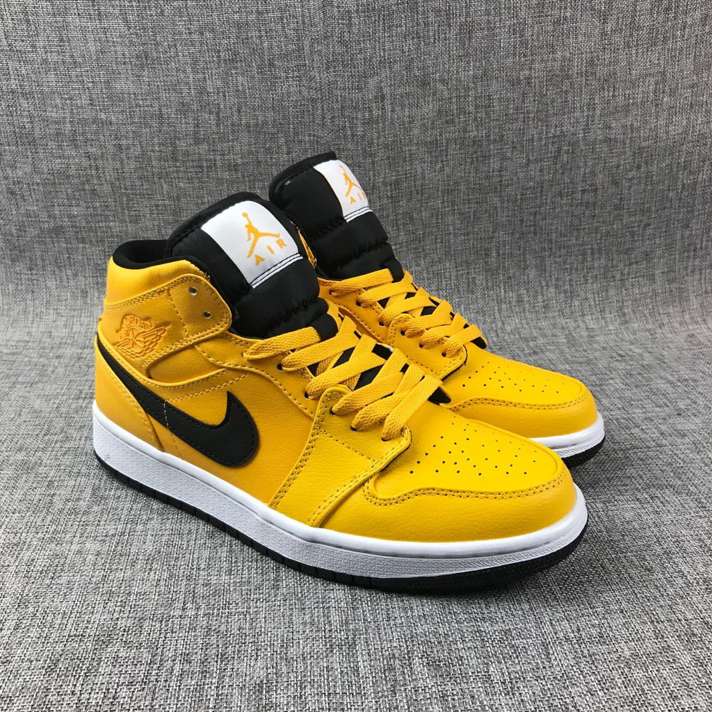 Air Jordan 1 Mid University Gold Black White Sneakers