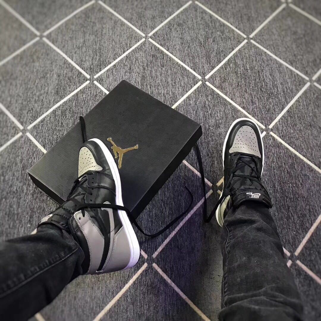 Air Jordan 1 High Shadow Black and Grey Sneakers