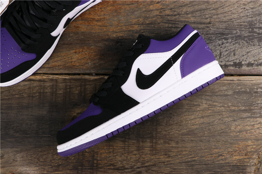 Air Jordan 1 Low White Black Orange Purple Sneakers 553558-125