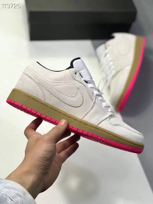 Jordan 1 Low White Pink Gum Sole Sneakers